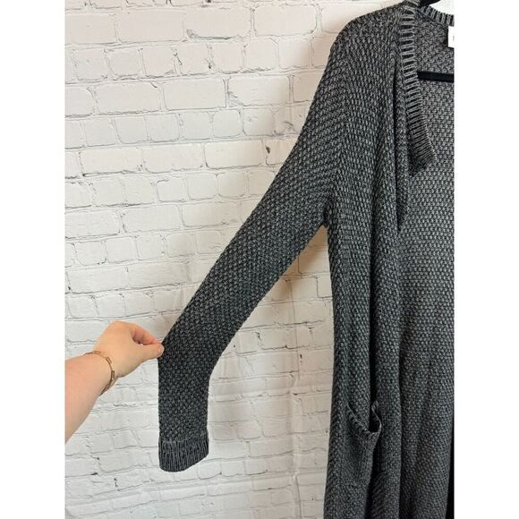 CABI gray cotton blend open front long knit coat cardigan sweater size M - Picture 7 of 8